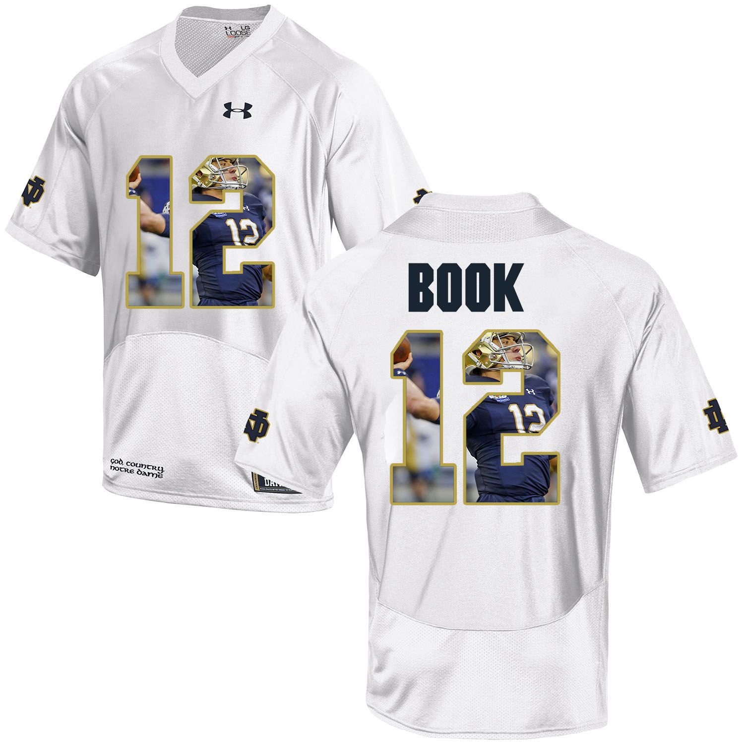 Men Norte Dame Fighting Irish #12 Book White Fashion Edition Customized NCAA Jerseys->->Custom Jersey